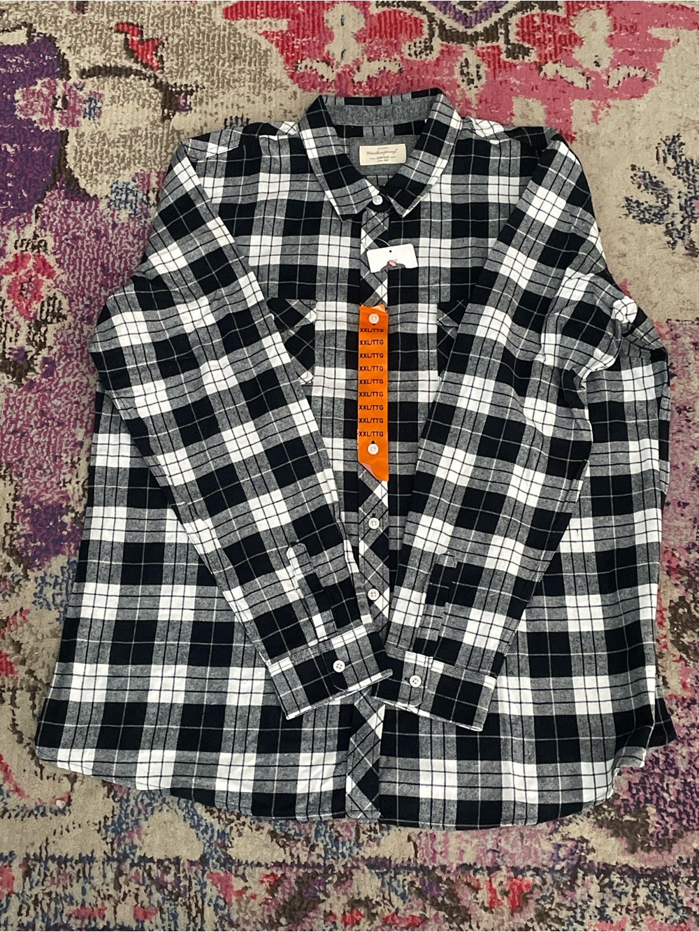 Weatherproof Black & White Plaid Button-Down Shirt XXL